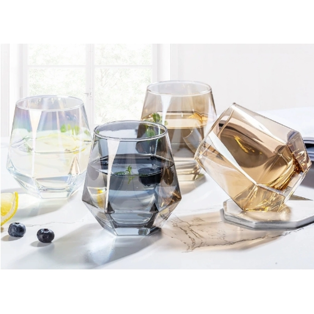 Internet famous glass cups, hexagonal colorful gradient glass cups, home juice drinks, drinking water cups, gifts
