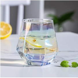 Internet famous glass cups, hexagonal colorful gradient glass cups, home juice drinks, drinking water cups, gifts