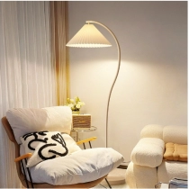 Floor lamp French retro cream living room bedroom vertical Japanese pleated atmosphere lamp