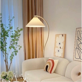 Floor lamp French retro cream living room bedroom vertical Japanese pleated atmosphere lamp